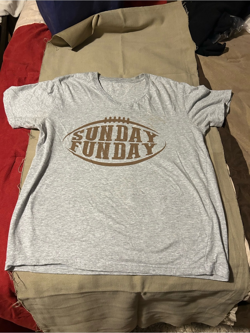 Sunday Funday Short Sleeve Tee - Light Gray with Brown Graphic